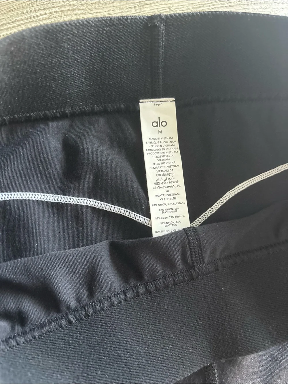 ALO Yoga Black Leggings with White Piping